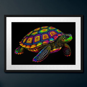 Colourful Chalk Drawing Sea Turtle II Poster