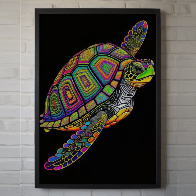 Colourful Chalk Drawing Sea Turtle Poster (Creator Uploaded)