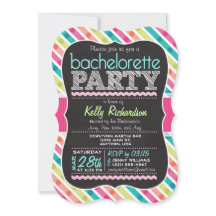Colourful Chalk look Bachelorette Party Invitation
