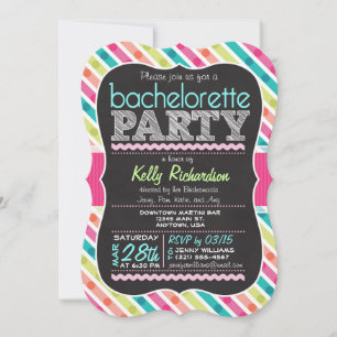 Colourful Chalk look Bachelorette Party Invitation