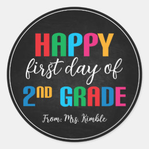 Colourful Chalkboard 2nd Grade School Sticker