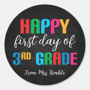 Colourful Chalkboard 3rd Grade School Sticker