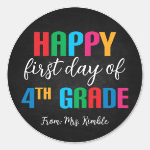 Colourful Chalkboard 4th Grade School Sticker