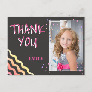 Colourful Chalkboard Birthday Thank you Photo Postcard