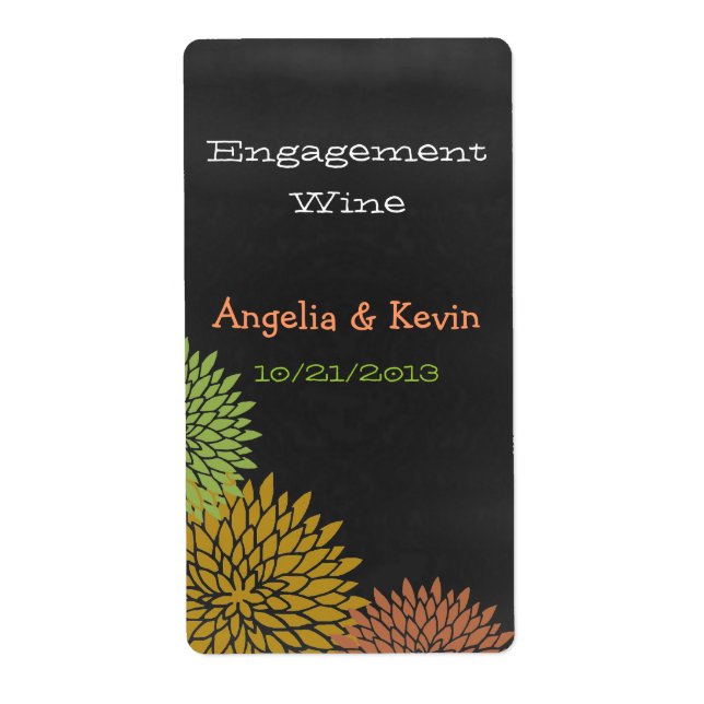Colourful Chalkboard Engagement Wine Labels (Front)