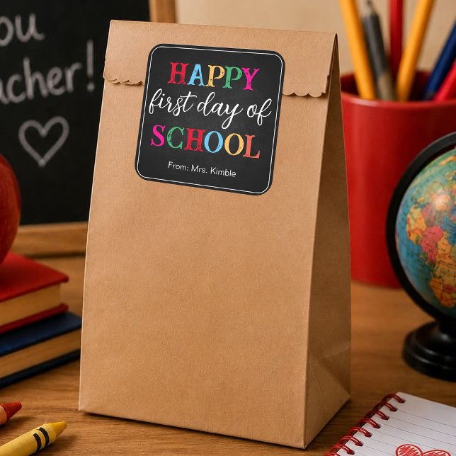 Colourful Chalkboard School Sticker (Square) (Creator Uploaded)