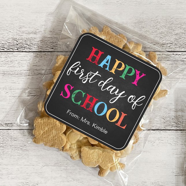 Colourful Chalkboard School Sticker (Square) (Creator Uploaded)