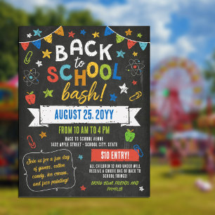 Colourful Chalkboard Stars Back to School Bash Flyer