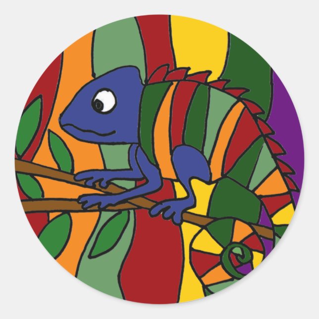 Colourful Chameleon Abstract Classic Round Sticker (Front)