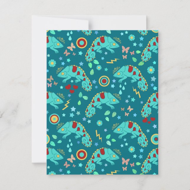 Colourful Chameleon Pattern Invitation (Front)