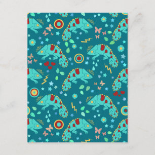Colourful Chameleon Pattern Invitation