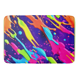 Colourful Chaos in Abstract Splatter Bath Mat