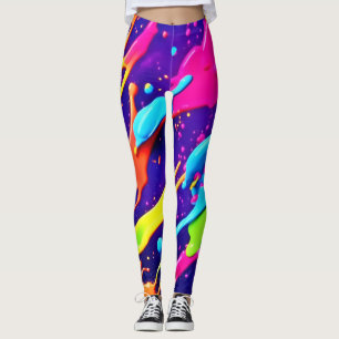 Colourful Chaos in Abstract Splatter Leggings