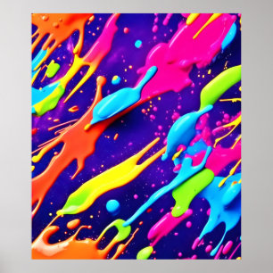 Colourful Chaos in Abstract Splatter Poster