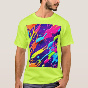 Colourful Chaos in Abstract Splatter T-Shirt