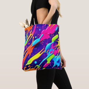 Colourful Chaos in Abstract Splatter Tote Bag