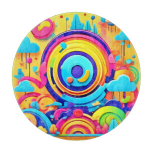 Colourful Chaos In Whimsical Wonderworld Cutting Board