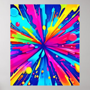 Colourful Chaos: Paint Splatter Abstract Art Poster