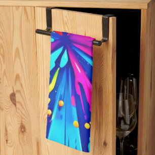 Colourful Chaos: Paint Splatter Abstract Art Tea Towel