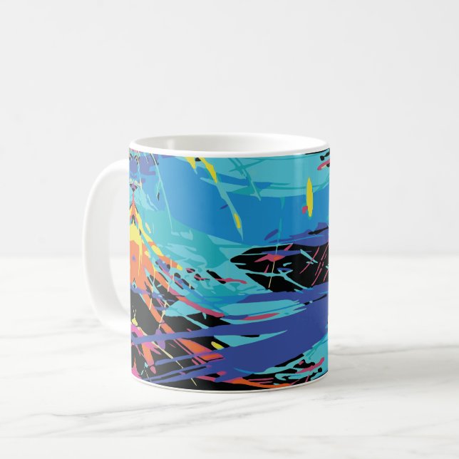 Colourful Chaos: Splashes and Lines Coffee Mug (Front Left)