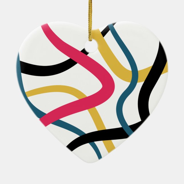 Colourful, chaotic, bold vibrant modern graphic ar ceramic tree decoration (Back)