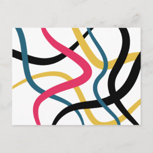 Colourful, chaotic, bold vibrant modern graphic ar postcard