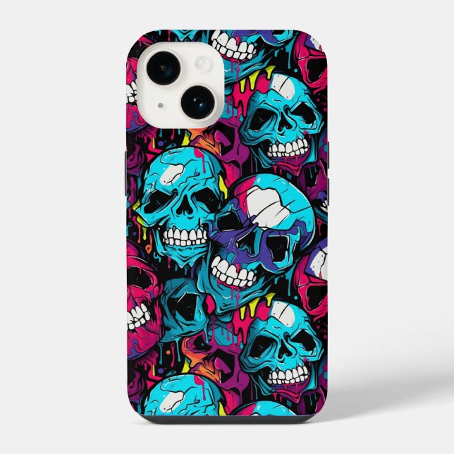 Colourful Chaotic Skull  iPhone Case (Back)