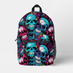 Colourful Chaotic Skull Printed Backpack