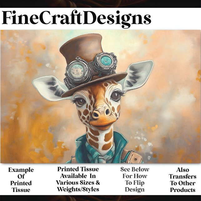 Colourful Charming Giraffe, Top Hat AE5L Decoupage Tissue Paper (Creator Uploaded)