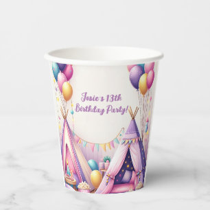 Colourful Charming Teepee Birthday Sleepover Party Paper Cups