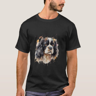 Colourful Chavalier King Charles Spaniel Watercolo T-Shirt