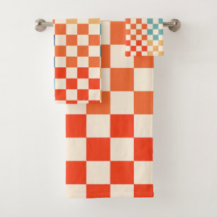 Colourful Check Chequered Chequerboard Pattern Bath Towel Set