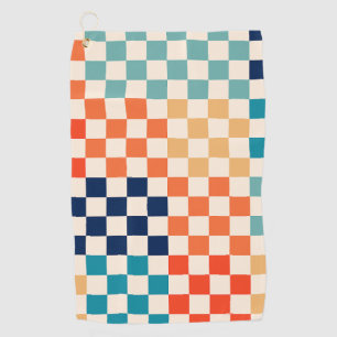 Colourful Check Chequered Chequerboard Pattern Golf Towel
