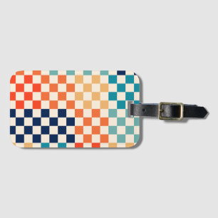 Colourful Check Chequered Chequerboard Pattern Luggage Tag