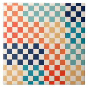 Colourful Check Chequered Chequerboard Pattern Tile