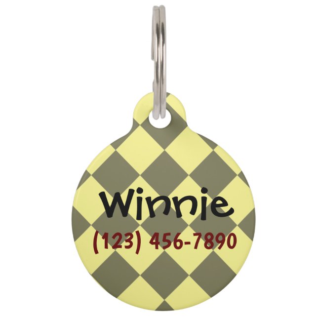 Colourful Checkers - Banana Nut Pet Tag (Front)