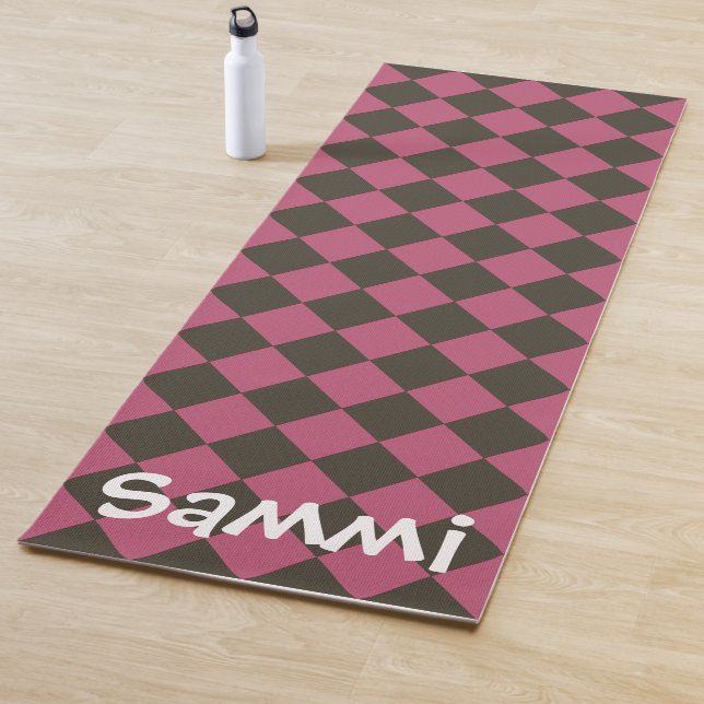 Colourful Checkers - Choco-Cherry Yoga Mat (In Situ)