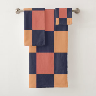 Colourful Checks Chequerboard Pattern Bath Towel Set