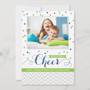 Colourful Cheer Confetti Photo Holiday Card