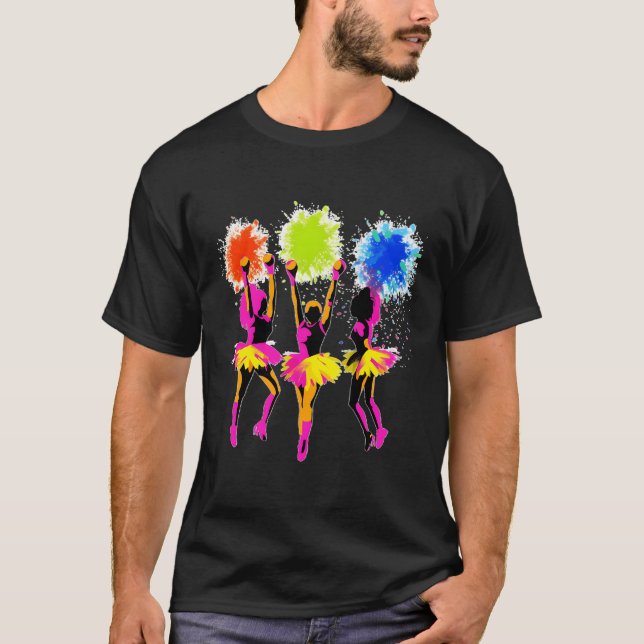 Colourful Cheer Leader Cheerleading Squad T-Shirt (Front)