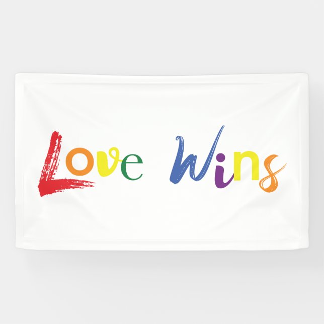 Colourful, cheerful, creative design of Love Wins Banner (Horizontal)