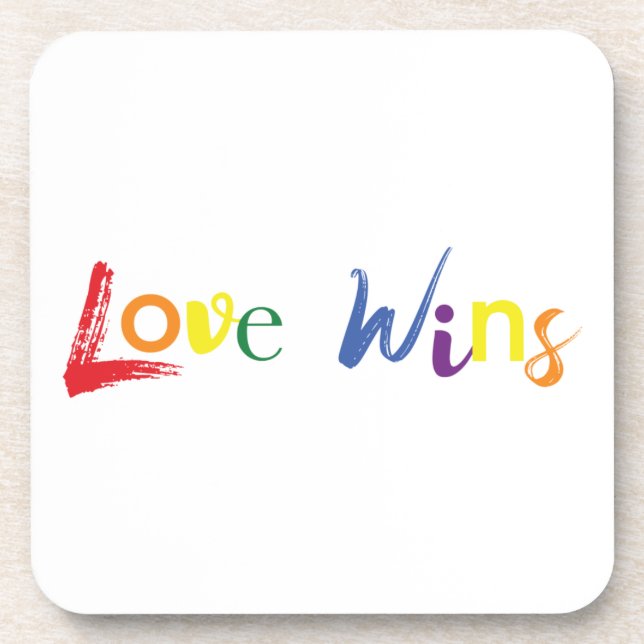 Colourful, cheerful, creative design of Love Wins Coaster (Front)