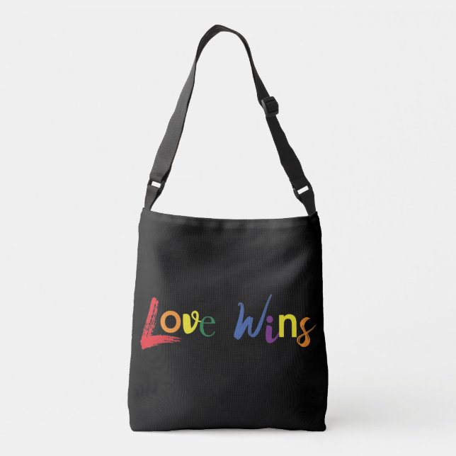 Colourful, cheerful, creative design of Love Wins Crossbody Bag (Back)