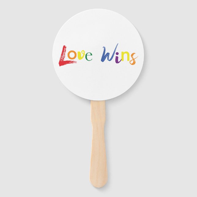 Colourful, cheerful, creative design of Love Wins Hand Fan (Back)