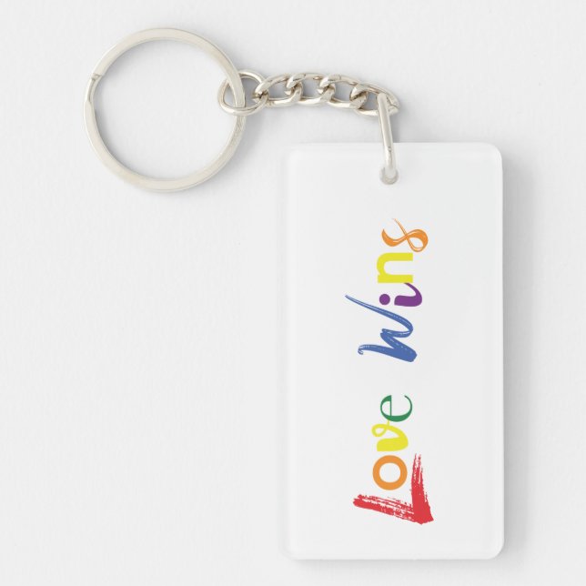Colourful, cheerful, creative design of Love Wins Key Ring (Front)