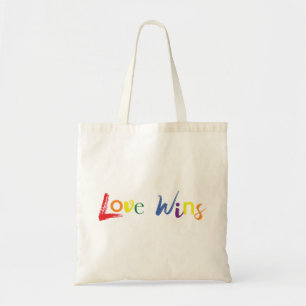 Colourful, cheerful, creative design of Love Wins Tote Bag