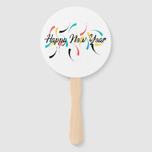Colourful, cheerful design of "Happy New Year" Hand Fan