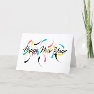 Colourful, cheerful design of "Happy New Year" Holiday Card