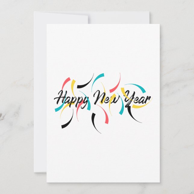Colourful, cheerful design of "Happy New Year" Holiday Card (Front)
