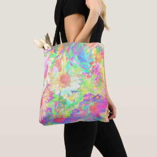 Colourful Cheerful Flowers Floral Abstract Tote Bag